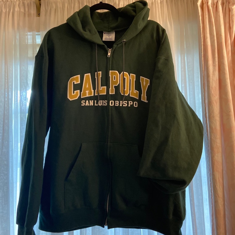 cal poly unisex zip up sweatshirt size XL